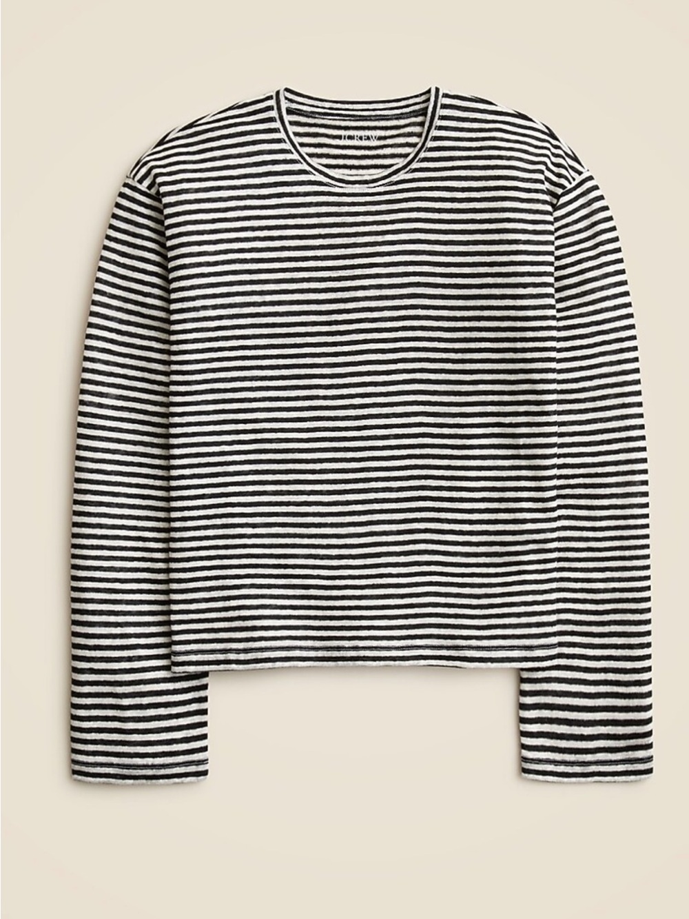 J. Crew Relaxed Linen Long Sleeve Stripe Tee Size Small
